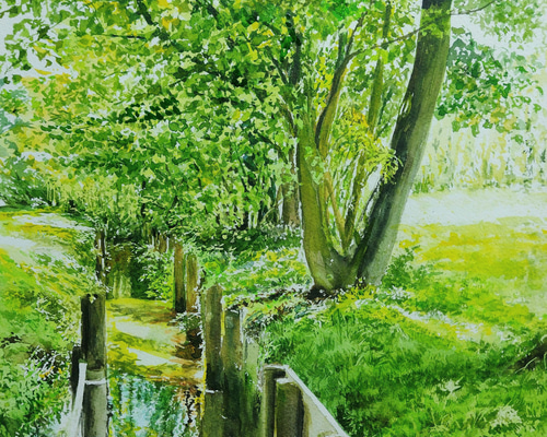 水彩画(風景)№198 （透明水彩 風景画を描こう 透明水彩 新