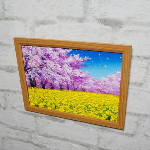 油絵 油彩 油彩画 絵画 絵 【桜と菜の花の鉄道】 油絵 油彩 油彩画 絵 絵画 【桜と富士山と菜の花】 | HIROSHI1990