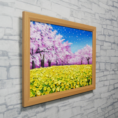 油彩画 原画「生命の輝きと春の風」 インテリア/一点物/贈り物 絵画