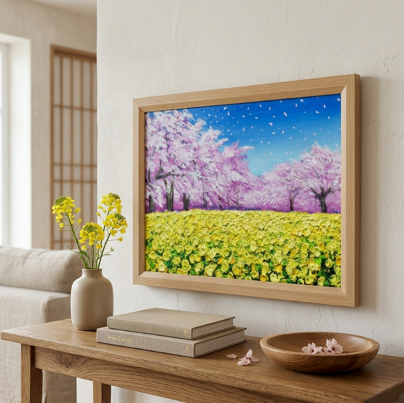 油彩画 原画「生命の輝きと春の風」 インテリア/一点物/贈り物 絵画