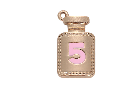 【ピンク･6個】 No.5  香水瓶 ゴールド 　香水ボトル パフューム チャーム キラキラ　カン付き　アンティーク　 1枚目の画像