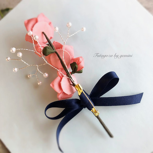 桃の花ブローチフォーマルタイプ 卒業式 入学式 コサージュ ブローチ