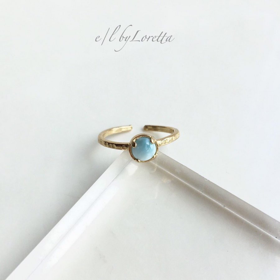 ラリマー 真鍮 hammered Ring