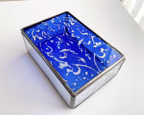 被せガラス ステンドグラスのジュエリーBOX サンドブラスト その他