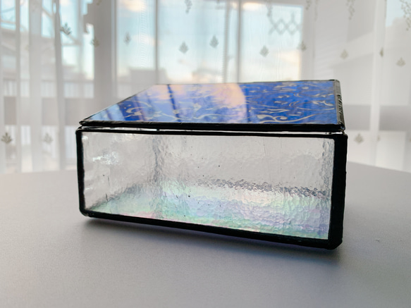 被せガラス　ステンドグラスのジュエリーBOX  サンドブラスト 3枚目の画像