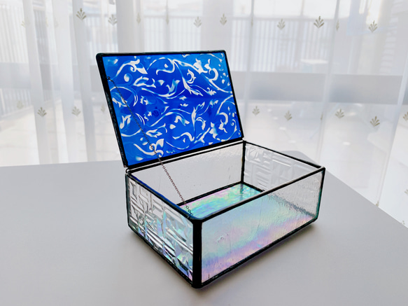 被せガラス　ステンドグラスのジュエリーBOX  サンドブラスト 6枚目の画像