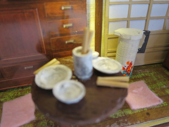 「昭和」　ちゃぶ台を囲んで　完成モデル　ジオラマ　ミニチュア　 6枚目の画像