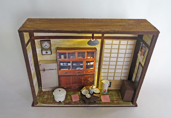 「昭和」　ちゃぶ台を囲んで　完成モデル　ジオラマ　ミニチュア　 4枚目の画像