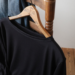＊ラスト２　春ウララＳＡＬＥ　上質とろみ伸縮Tシャツ ジャージ カットソー生地パフ袖ブラウス　ブラック黒R37A 15枚目の画像