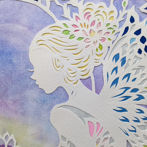 切り絵の原画、『藤の花と月と妖精』ポルトガルへ出展作。 切り絵 MIHO