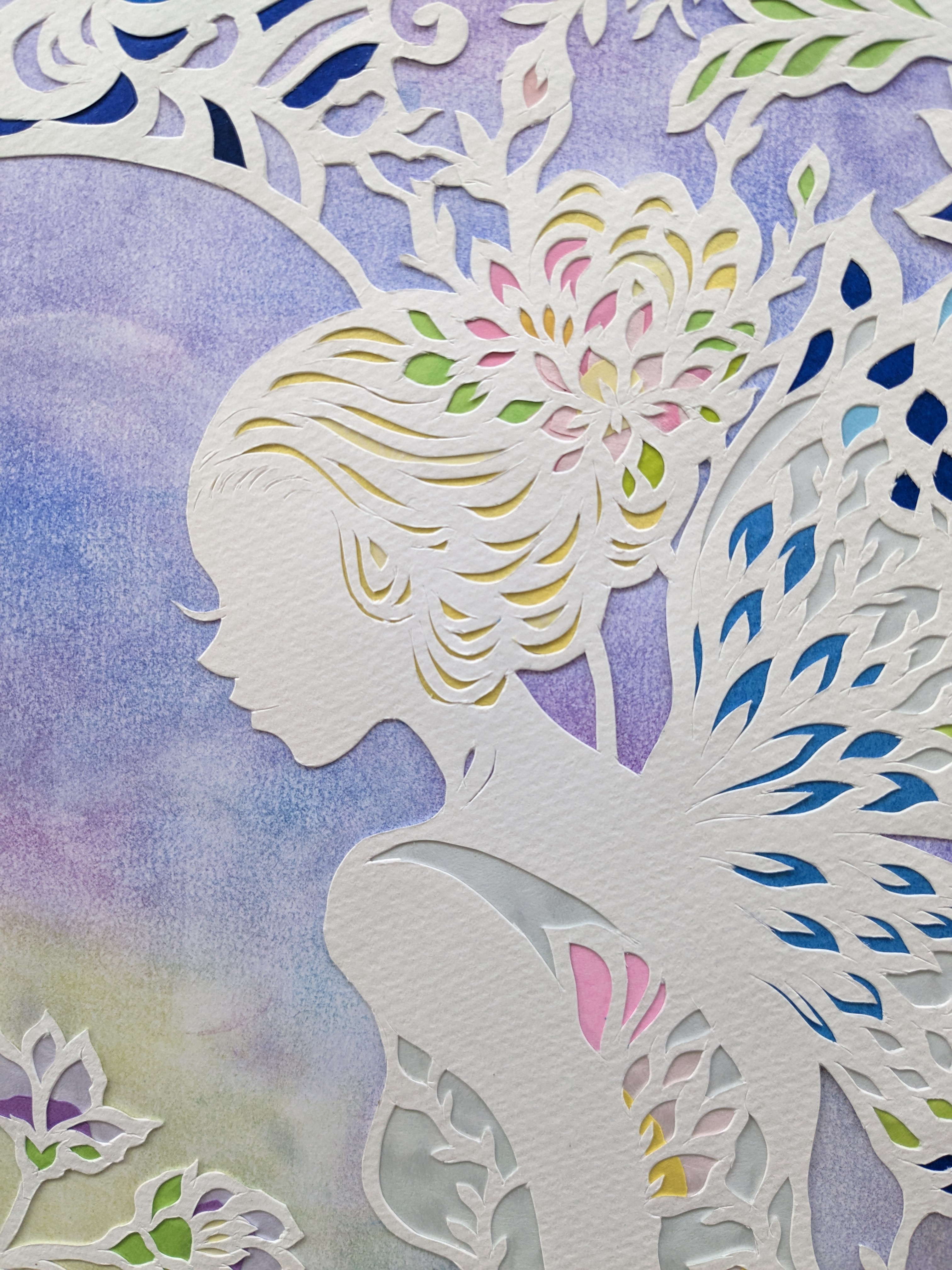リラの花の妖精　ハンドメイドパステル画　絵画アート原画
