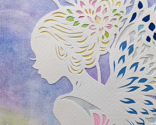 リラの花の妖精　ハンドメイドパステル画　絵画アート原画 パステルアート│花と妖精～オーロラ～（原画15×15
