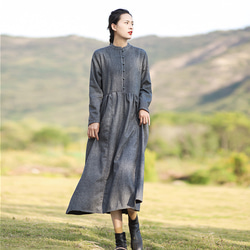 ビビ　SOIL 麻　ウール　長袖　ロングワンピース　サイズ　Free ビビ SOIL 麻 ウール 長袖 ロングワンピース サイズ Free