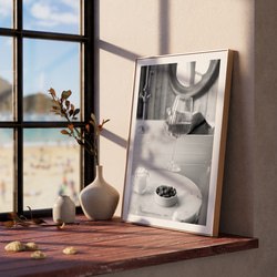 リラックス モノトーン バスルーム ワイングラス / インテリアポスター 海外アート /4691 2枚目の画像