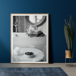 リラックス モノトーン バスルーム ワイングラス / インテリアポスター 海外アート /4691 6枚目の画像