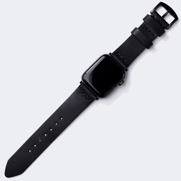 Apple Watch 革 バンド ブラック 10枚目の画像