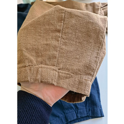 綿麻パンツ　中厚ロングパンツ　ゆとりパンツ　ゴムウエスト＋紐　こげ茶色　 L146BR 10枚目の画像