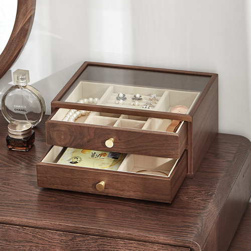 ジャンク品 アンティーク 木製 引き出し付 置時計 ジュエリーボックス 小物入れ 美品 WODING オルゴール付き（いとしのエリー）ジュエリー