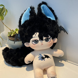 20cmぬいぐ着せ替えぬいぐるみ かわいい 黒髪の悪魔少年 耳付き