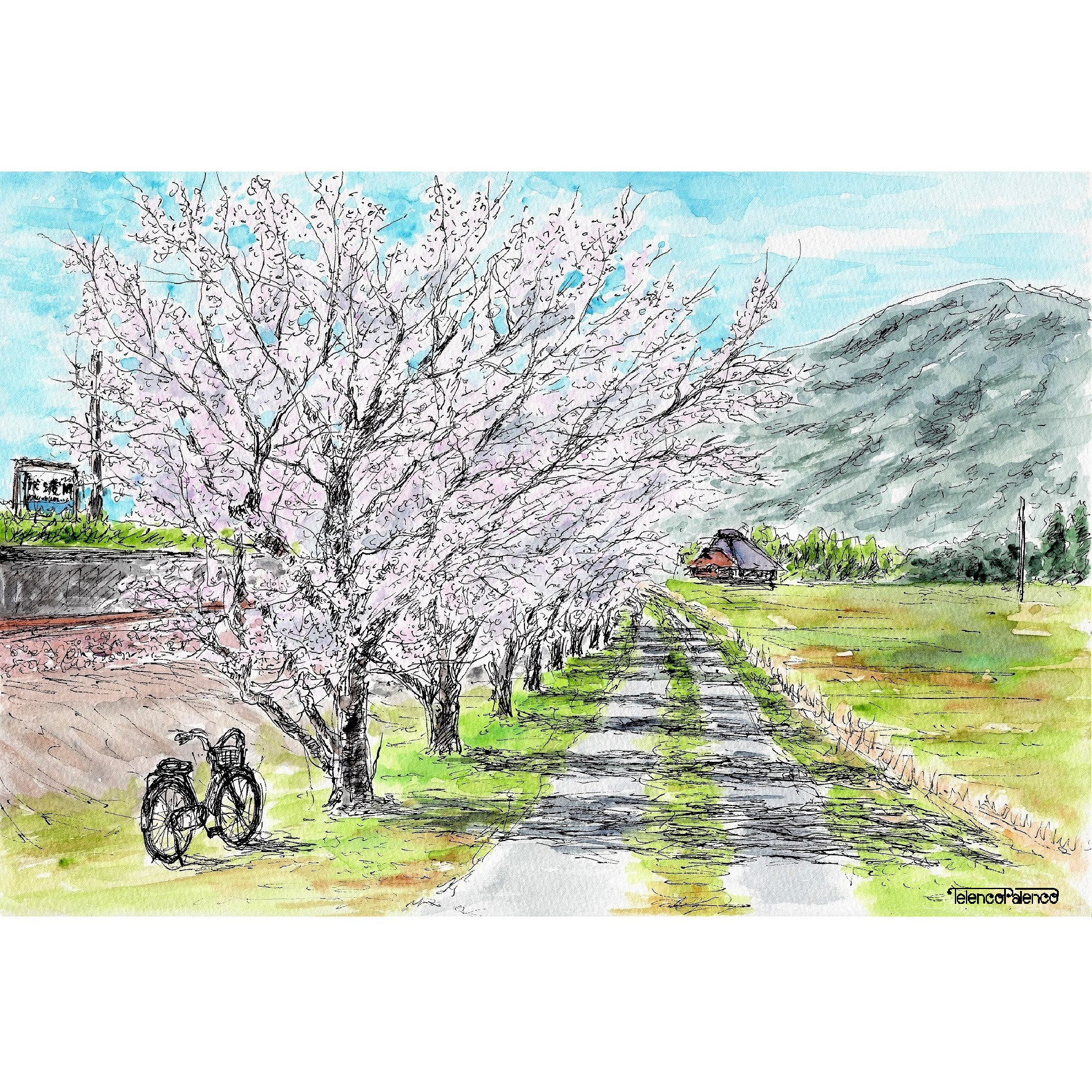 水彩画　原画　レースラベンダー ラベンダー1 水彩画 原画 - メルカリ