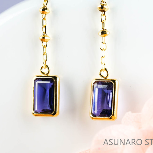 K18YGピアス アイオライト JW220228-184【ジュエリー】 ピアス