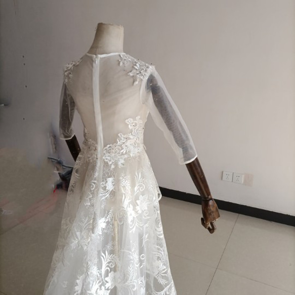 免運費！ Longing dress Wedding dress 奢華小花全蕾絲短中長裙/婚禮/招待會 第12張的照片