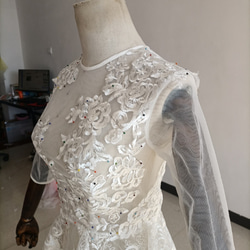 免運費！ Longing dress Wedding dress 奢華小花全蕾絲短中長裙/婚禮/招待會 第4張的照片