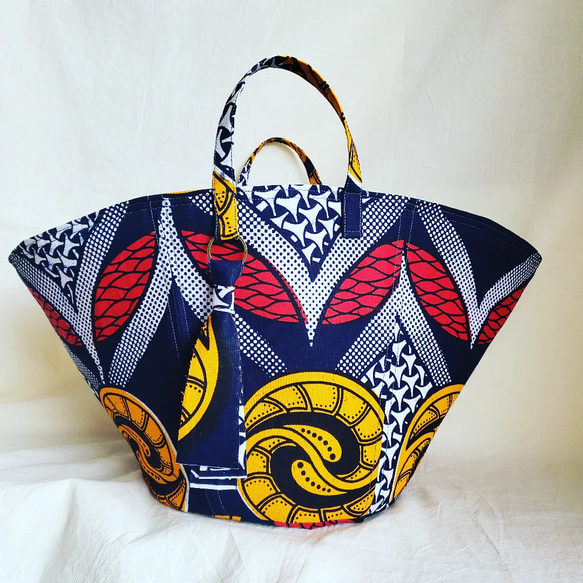 試作品価格】アフリカ布で作ったマルシェバッグ バケツバッグ She 