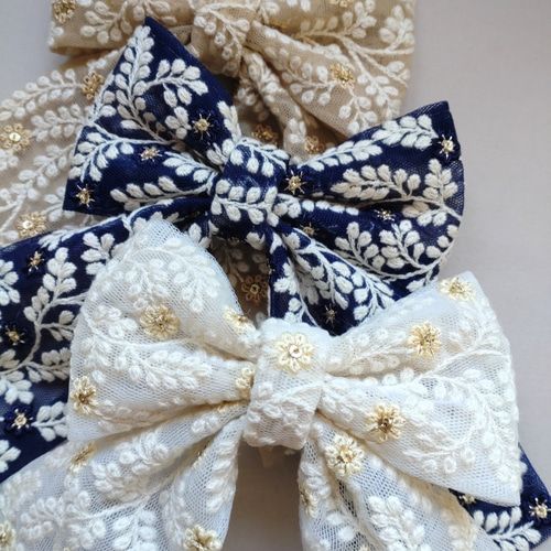 SALE】インド刺繍リボンの髪飾り りぼん ヘアゴム 涼 通販 15519921