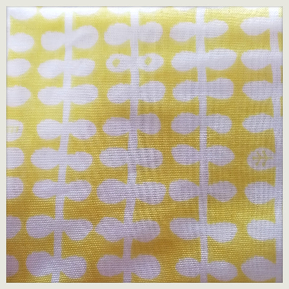 長方形タオルハンカチ☆葉っぱ☆ガーゼ黄色　北欧 3枚目の画像