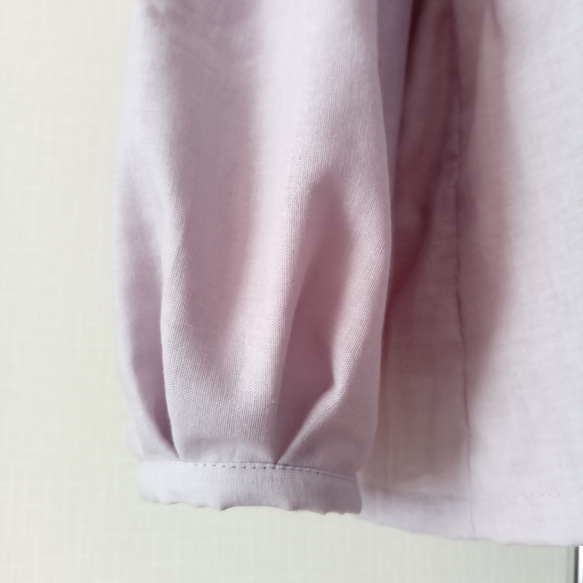 タックボリューム袖プルオーバー　ボートネック　桜ピンク ダブルガーゼ 8枚目の画像
