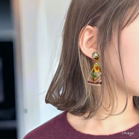 【単品】インド刺繍リボン　ポニーフック　ヘアーフック　ヘアアクセサリー インド刺繍ピアス　ラップポニー　イヤリング 8枚目の画像