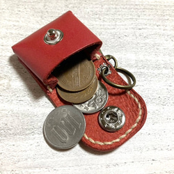 コインケース/小銭入れ/革（赤）キーホルダー、チャーム、本革、レザー（002） 3枚目の画像
