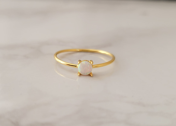 大粒オパール☆サンプラチナリング☆12.5号 京都オパール 一粒リング