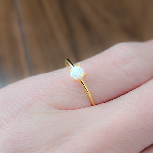 京都オパール 一粒リング SILVER925/18KGP 5号～15号 指輪・リング