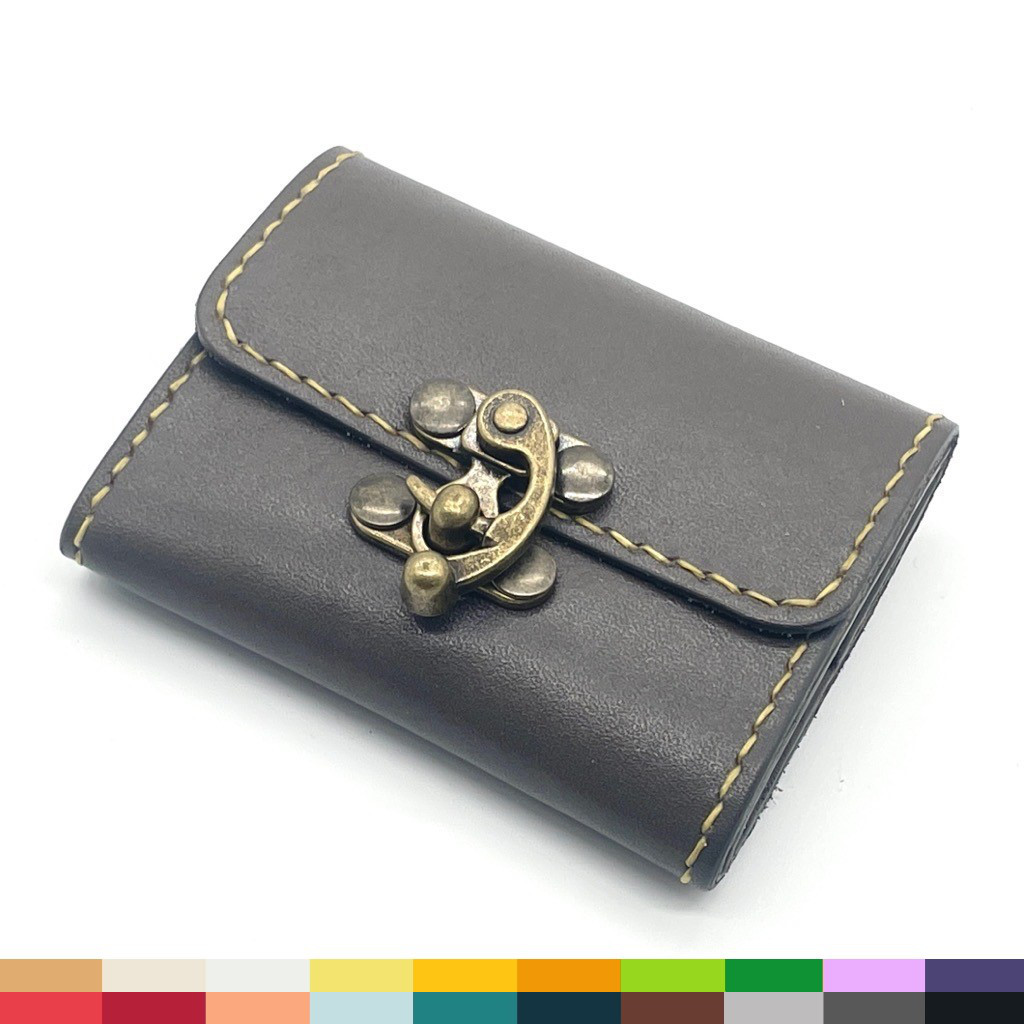 【22色から選べる・名入れ対応】 フック金具ミニマルウォレット 小さい革製お財布 栃木レザー