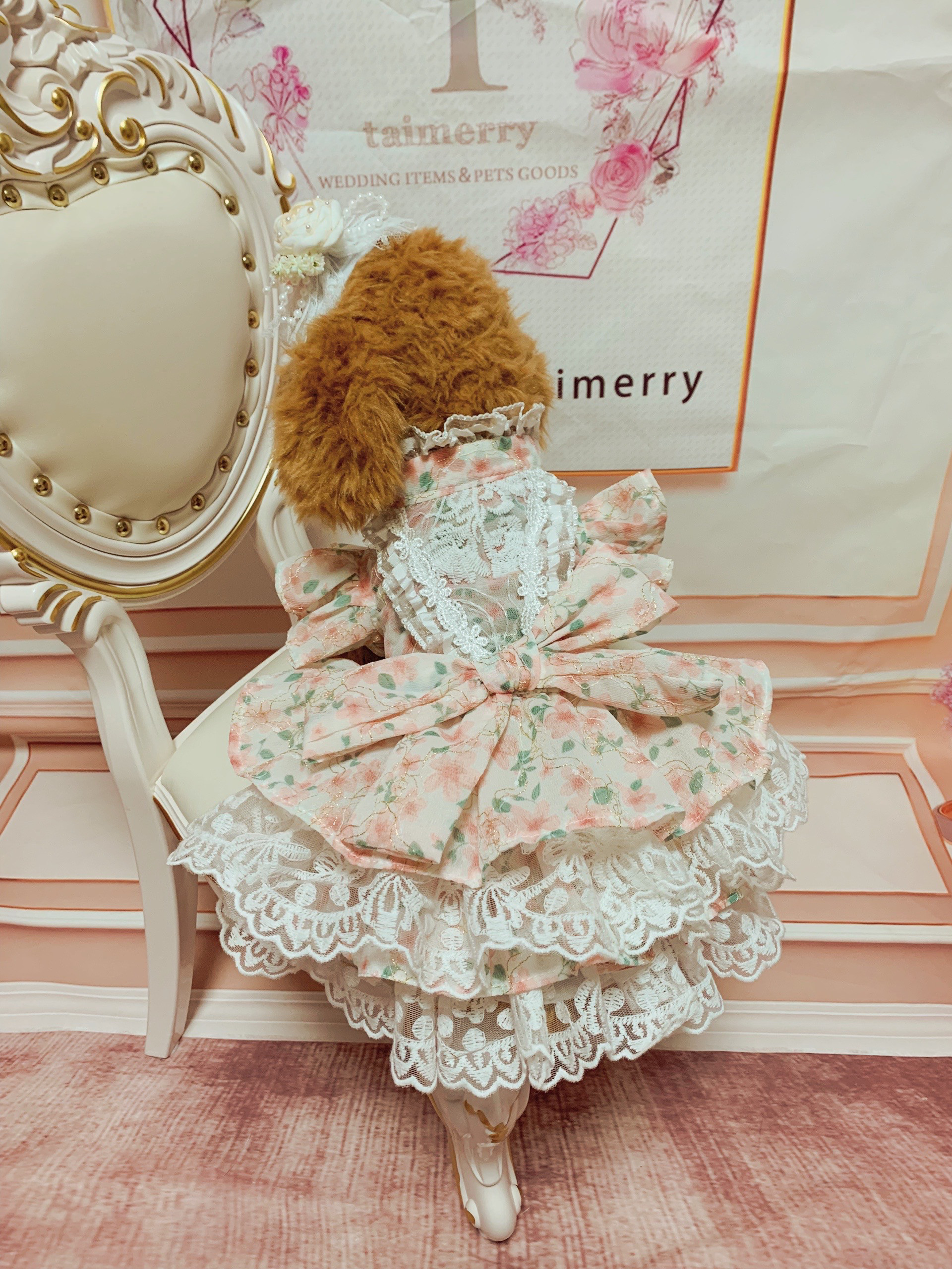 犬猫うさちゃん服　花柄Pinkワンピース