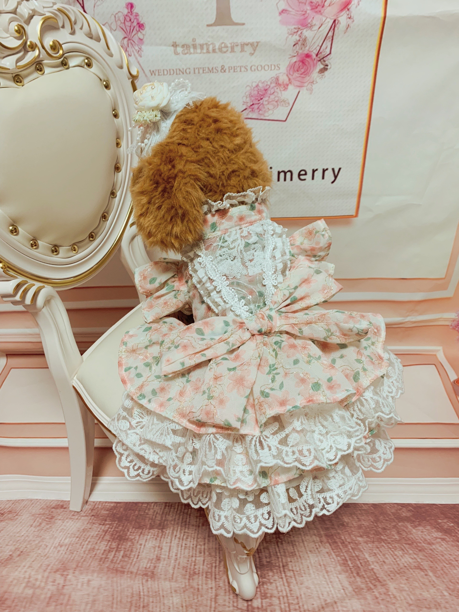 犬猫うさちゃん服　花柄Pinkワンピース