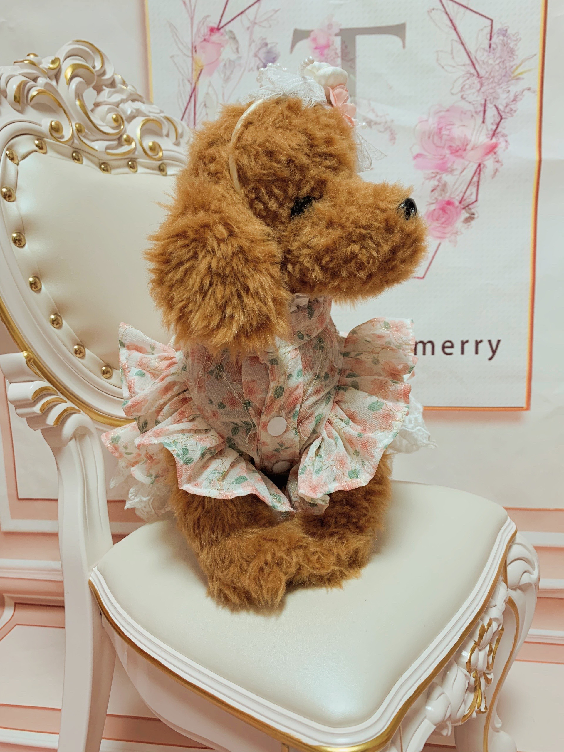 犬猫うさちゃん服　花柄Pinkワンピース