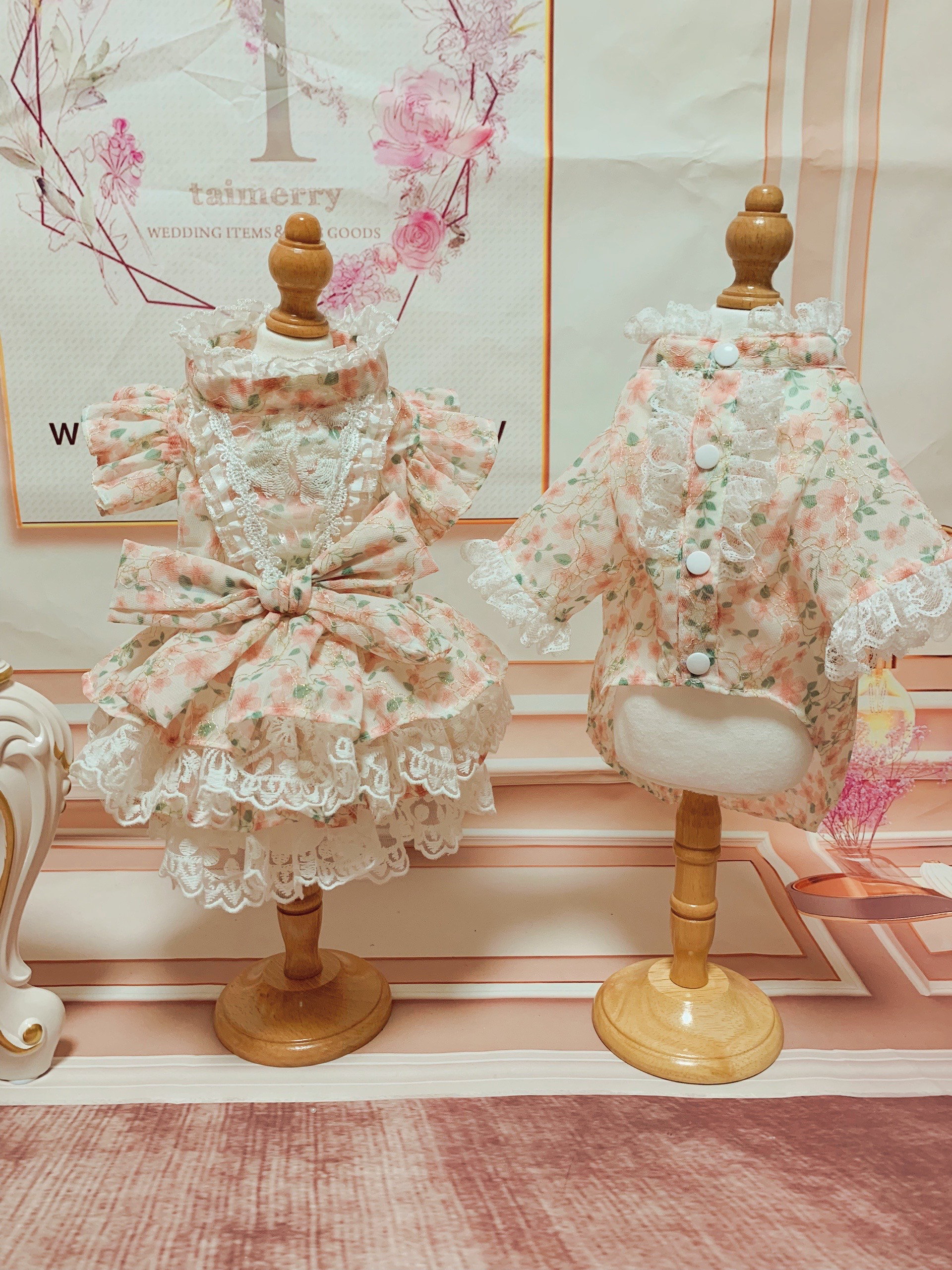 犬猫うさちゃん服　花柄Pinkワンピース