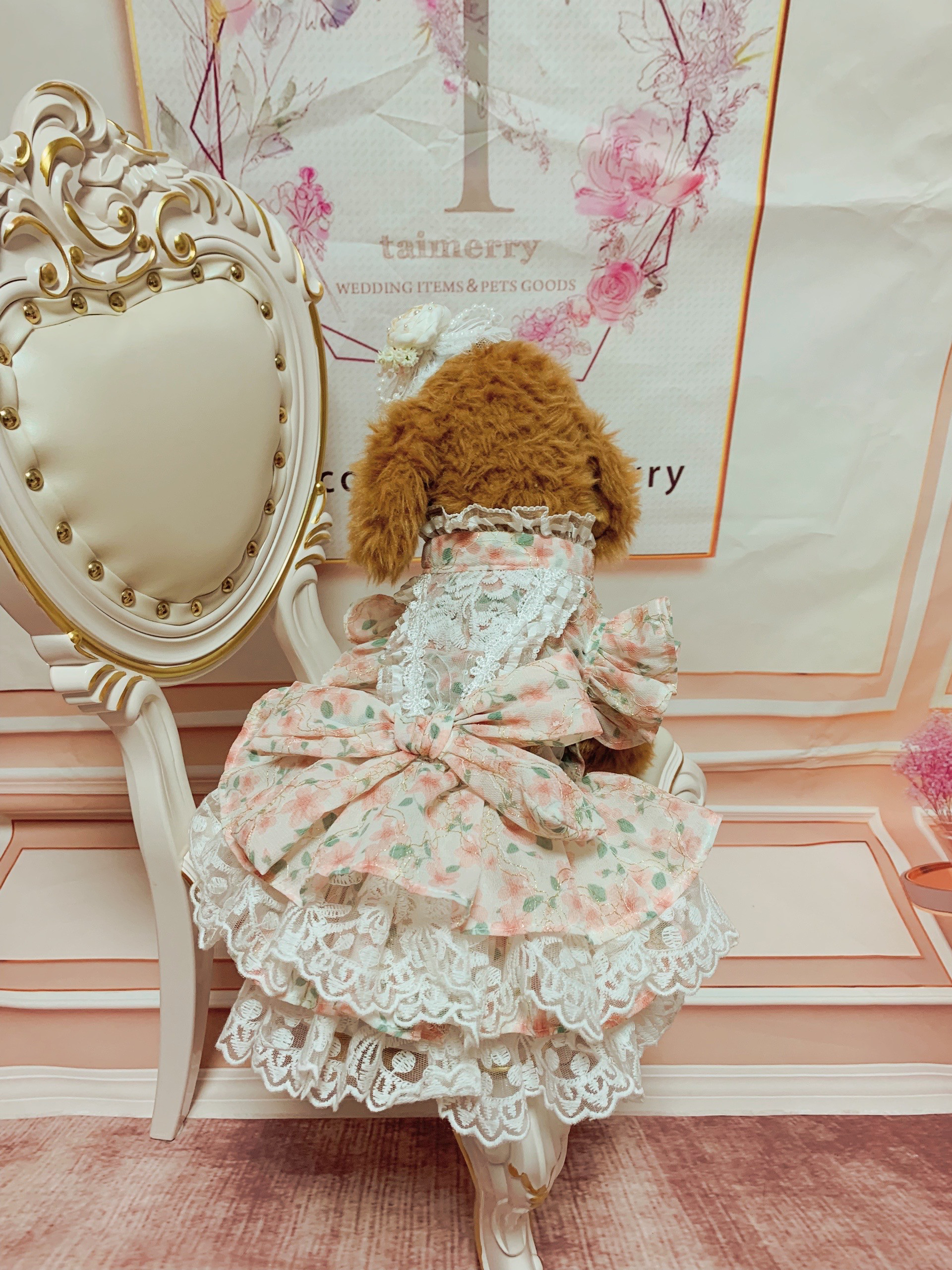 犬猫うさちゃん服　花柄Pinkワンピース