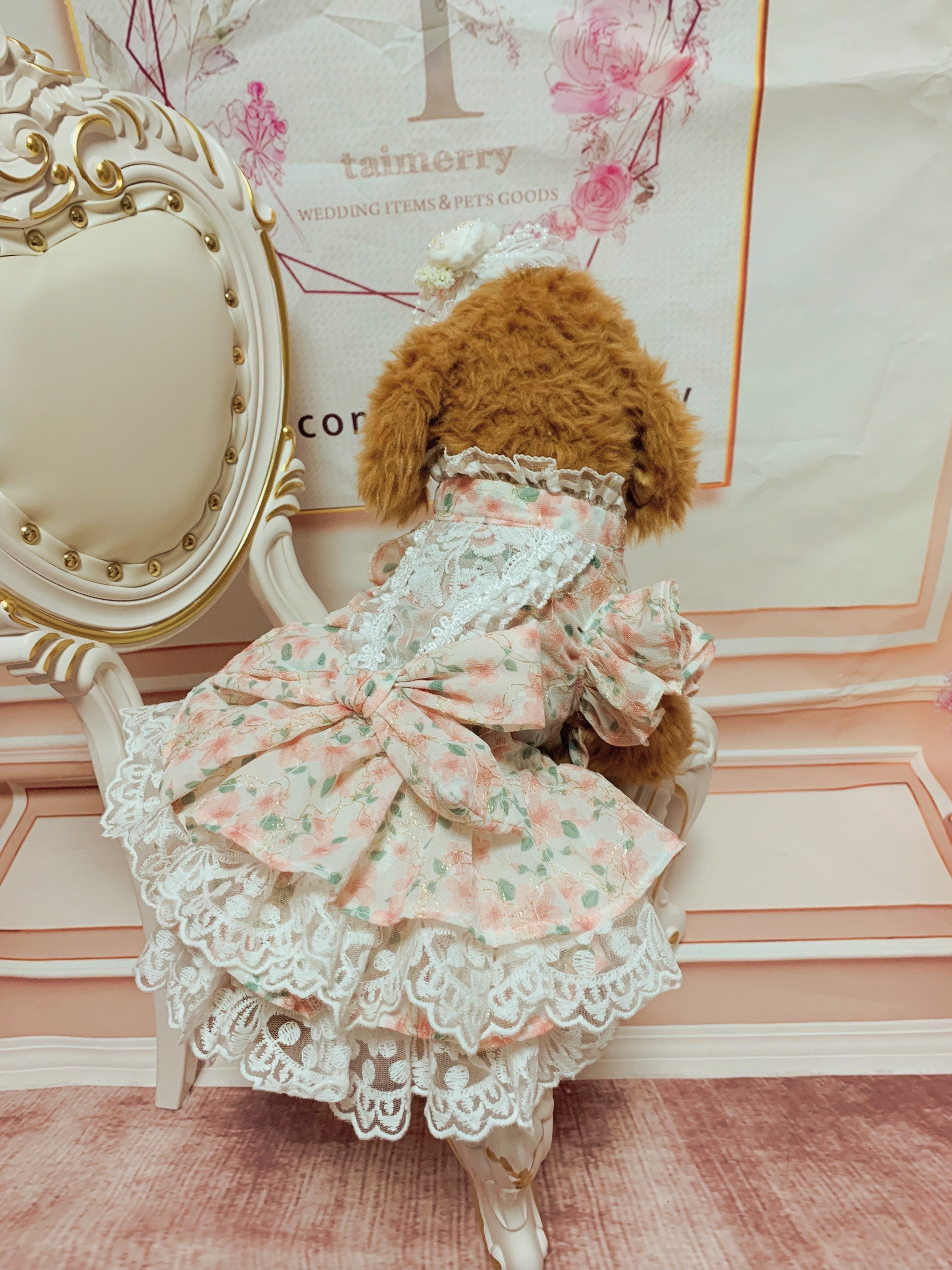 犬猫うさちゃん服　花柄Pinkワンピース