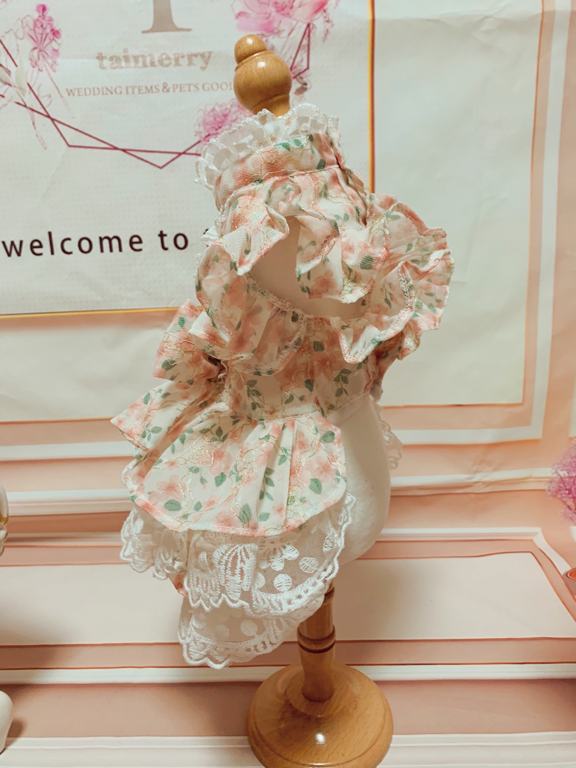 犬猫うさちゃん服　花柄Pinkワンピース