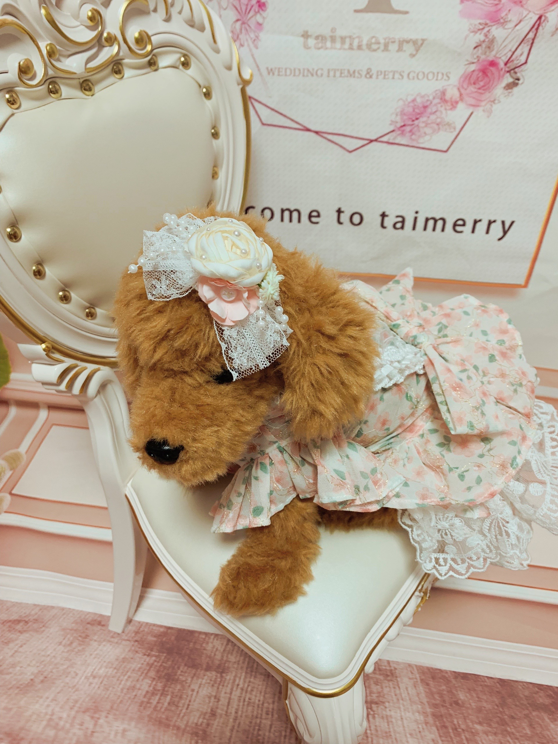 犬猫うさちゃん服　花柄Pinkワンピース