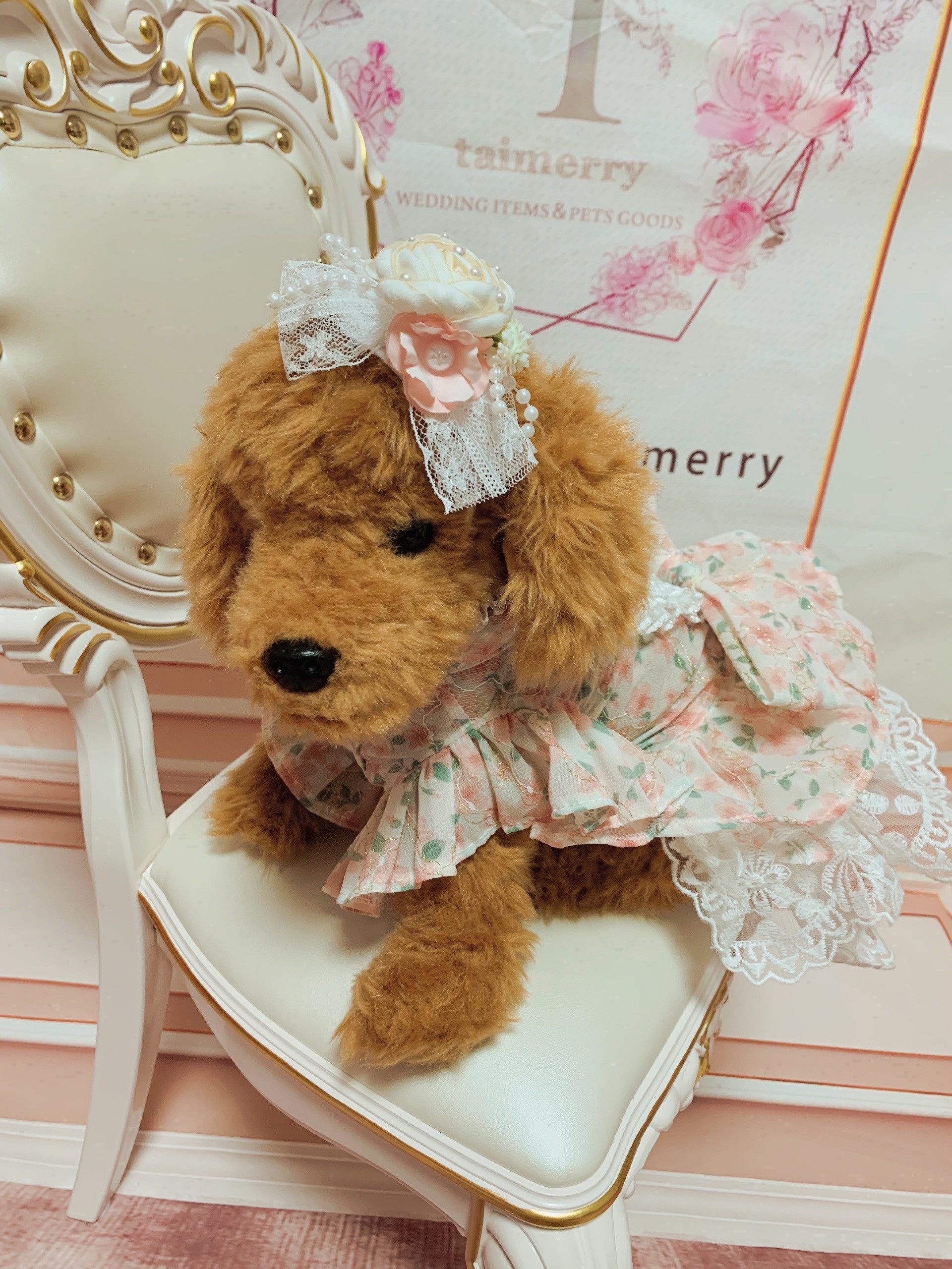 犬猫うさちゃん服　花柄Pinkワンピース