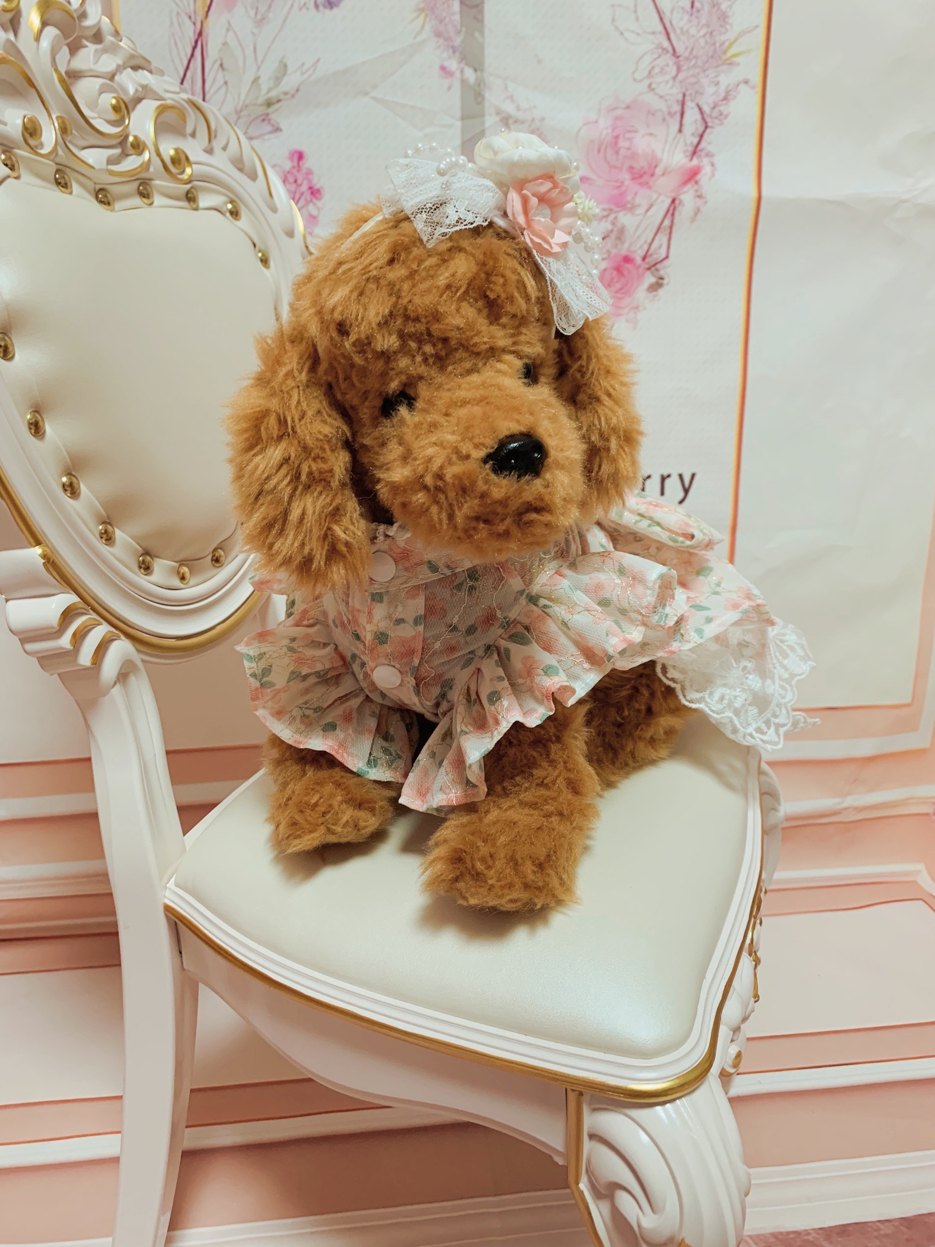 犬猫うさちゃん服　花柄Pinkワンピース