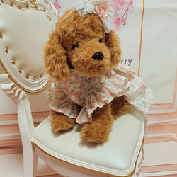 犬猫うさちゃん服　花柄Pinkワンピース 3枚目の画像