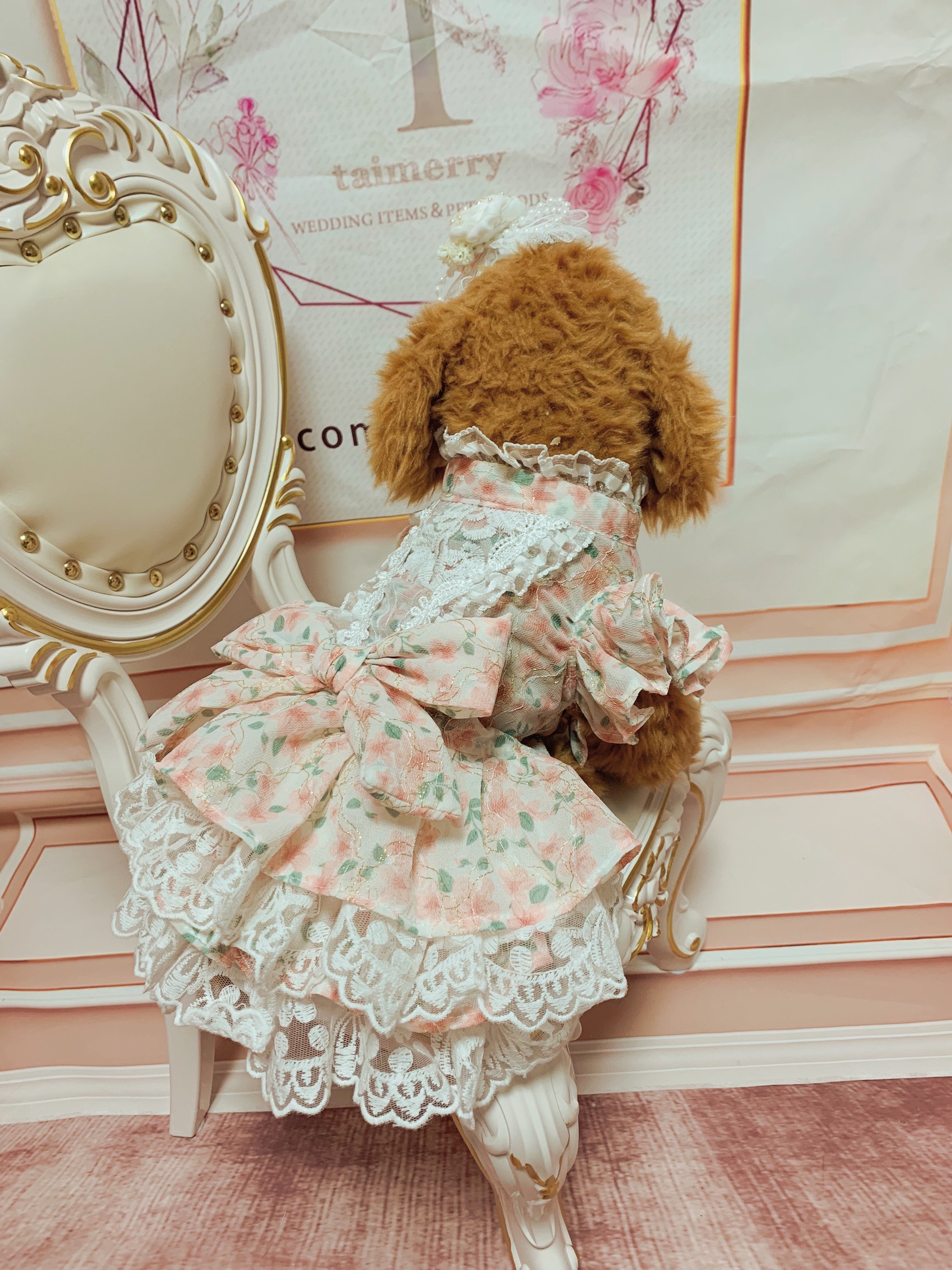 犬猫うさちゃん服　花柄Pinkワンピース