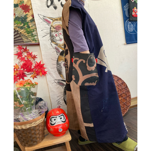 柿渋染め 鉄媒染 大漁旗 ノーカラー ハオリ物 つくせ