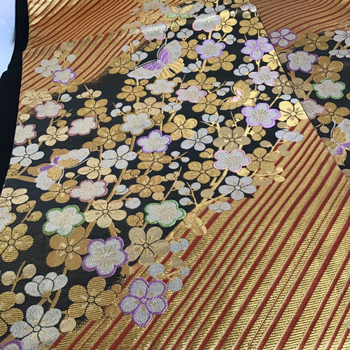 梅文様 結婚式バッグ 数寄屋袋 リサイクル正絹帯地 リメイク768 